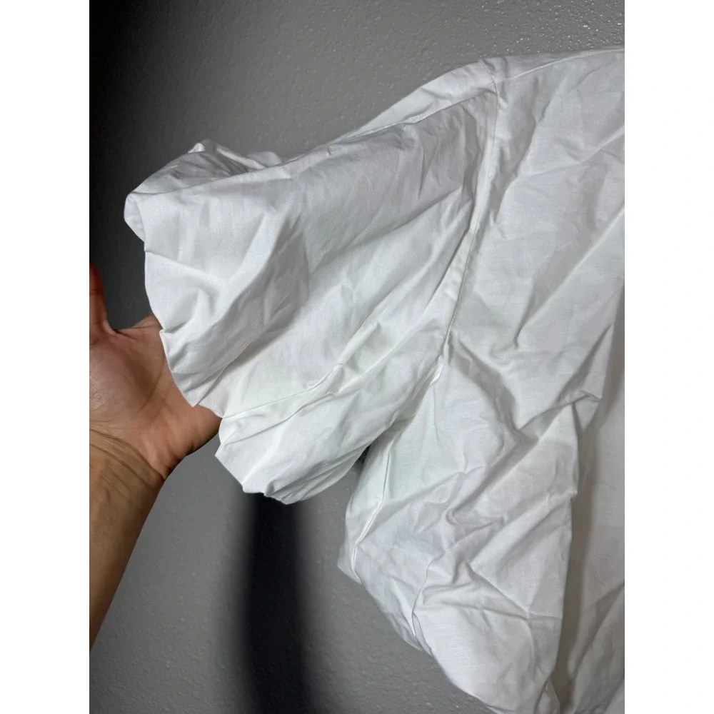 NWT ZARA Balloon Poplin Top White Puff Sleeve Blouse Size S